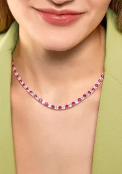 Best deal 🎁 Lab Created Created Ruby & Created White Sapphire Tennis Necklace in Sterling Silver by Belk & Co. ✨ -DealsBelk & Co. Store Belk 10027