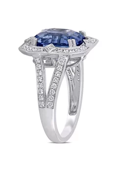 Discount ❤️ 6.48 ct. t.g.w. Blue Sapphire and 1/2 ct. t.w. Diamond Halo Split Shank Ring in 14K White Gold by Belk & Co. 🤩 8 Discount ❤️ 6.48 ct. t.g.w. Blue Sapphire and 1/2 ct. t.w. Diamond Halo Split Shank Ring in 14K White Gold by Belk & Co. 🤩 -DealsBelk & Co. Store Belk 10078