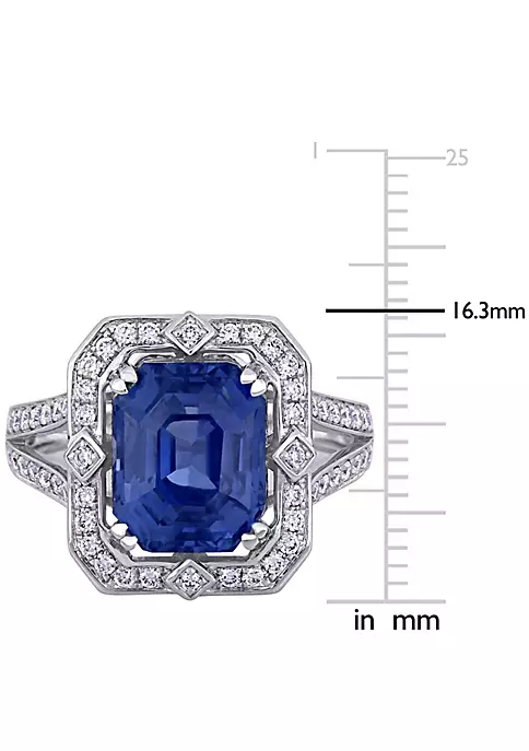 Discount ❤️ 6.48 ct. t.g.w. Blue Sapphire and 1/2 ct. t.w. Diamond Halo Split Shank Ring in 14K White Gold by Belk & Co. 🤩 5 Discount ❤️ 6.48 ct. t.g.w. Blue Sapphire and 1/2 ct. t.w. Diamond Halo Split Shank Ring in 14K White Gold by Belk & Co. 🤩 - Image 5