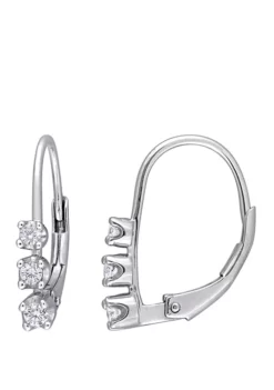 Hot Sale 😀 1/4 ct. t.w. Diamond 3 Stone Drop Earrings in Sterling Silver by Belk & Co. 🌟 -DealsBelk & Co. Store Belk 10088