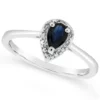 Top 10 💯 Sterling Silver 6x4mm Pear Shaped Sapphire Diamond Accent Halo Ring by Belk & Co. ✨