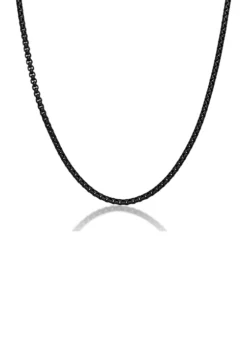 Best Sale 🤩 Stainless Steel 3.5 Millimeter Round Box Chain Necklace with Black Ion Plating, 22 Inch by Belk & Co. 🔔