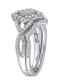 Flash Sale ⭐ 1/4 ct. t.w. Diamond Crisscross Cluster Engagement Ring in Sterling Silver by Belk & Co. 🔥 -DealsBelk & Co. Store Belk 10122