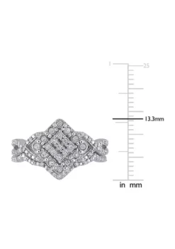 Flash Sale ⭐ 1/4 ct. t.w. Diamond Crisscross Cluster Engagement Ring in Sterling Silver by Belk & Co. 🔥 -DealsBelk & Co. Store Belk 10124