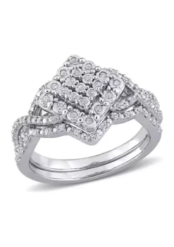 Flash Sale ⭐ 1/4 ct. t.w. Diamond Crisscross Cluster Engagement Ring in Sterling Silver by Belk & Co. 🔥 -DealsBelk & Co. Store Belk 10126