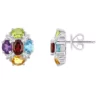 Buy 🎉 Sterling Silver Multi Gemstone Cluster Earrings by Belk & Co. 👏