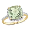 Cheap ❤️ Green Quartz and 1/10 CT TW Diamond Halo Cocktail Ring in 14k Yellow Gold by Belk & Co. 😉