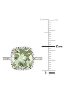 Cheap ❤️ Green Quartz and 1/10 CT TW Diamond Halo Cocktail Ring in 14k Yellow Gold by Belk & Co. 😉 -DealsBelk & Co. Store Belk 10150