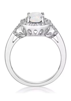 Best deal 🌟 Lab Created 0.7 ct. t.w. Created Opal and White Topaz Ring in Sterling Silver by Belk & Co. 🤩 -DealsBelk & Co. Store Belk 10155