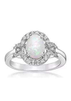 Best deal 🌟 Lab Created 0.7 ct. t.w. Created Opal and White Topaz Ring in Sterling Silver by Belk & Co. 🤩 -DealsBelk & Co. Store Belk 10156