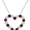 Best reviews of 🥰 Created Garnet Heart Pendant Necklace in Sterling Silver by Belk & Co. ✔️