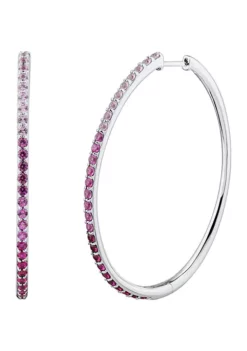 Budget 🌟 Lab Created Pink Sapphire and Lab Created White Sapphire Hoop in Sterling Silver by Belk & Co. 👏 -DealsBelk & Co. Store Belk 10184