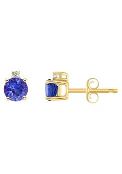 Top 10 👍 14K Gold 4mm Round Tanzanite Diamond Accent Earrings by Belk & Co. 🔔 -DealsBelk & Co. Store Belk 10197
