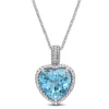 Best Pirce ⌛ 7 ct. t.g.w. Sky Blue Topaz and 1/10 ct. t.w. Diamond Pendant with Chain in Sterling Silver by Belk & Co. 🛒