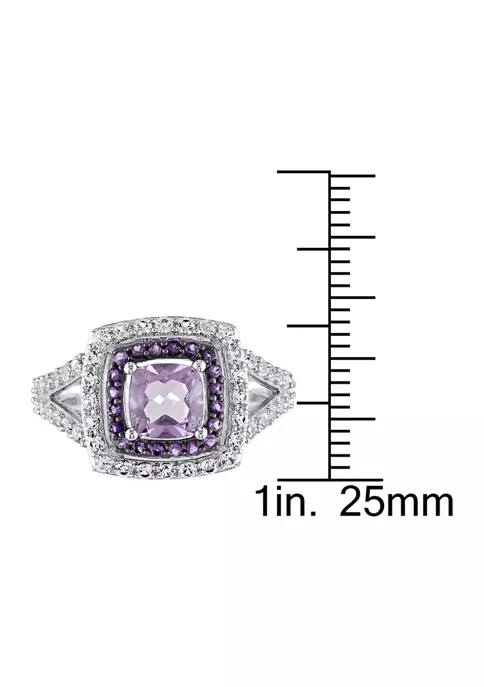 Coupon ❤️ 3 4/5 CT TGW Cushion Cut Rose de France, Amethyst and Created White Sapphire Double Halo Split Shank Ring in Sterling Silver by Belk & Co. 🤩 2 Coupon ❤️ 3 4/5 CT TGW Cushion Cut Rose de France, Amethyst and Created White Sapphire Double Halo Split Shank Ring in Sterling Silver by Belk & Co. 🤩 - Image 2