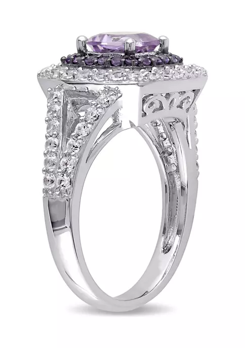 Coupon ❤️ 3 4/5 CT TGW Cushion Cut Rose de France, Amethyst and Created White Sapphire Double Halo Split Shank Ring in Sterling Silver by Belk & Co. 🤩 3 Coupon ❤️ 3 4/5 CT TGW Cushion Cut Rose de France, Amethyst and Created White Sapphire Double Halo Split Shank Ring in Sterling Silver by Belk & Co. 🤩 - Image 3