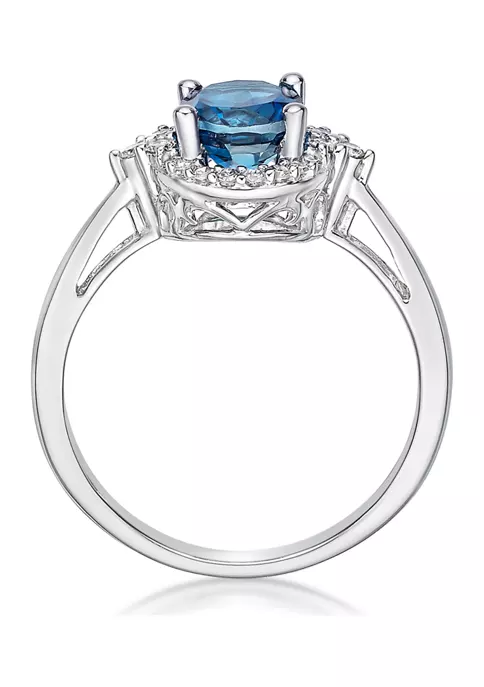 Discount 😍 1.63 ct. t.w. London Blue Topaz and 1/5 ct. t.w. Diamond Ring in 10K White Gold by Belk & Co. ✔️ 2 Discount 😍 1.63 ct. t.w. London Blue Topaz and 1/5 ct. t.w. Diamond Ring in 10K White Gold by Belk & Co. ✔️ - Image 2