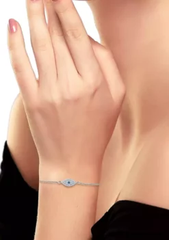 New 😍 1/5 ct. t.w. Diamond and Synthetic Blue Evil Eye Adjustable Bracelet in Sterling Silver by Belk & Co. 😉 -DealsBelk & Co. Store Belk 10233