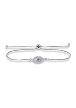 New 😍 1/5 ct. t.w. Diamond and Synthetic Blue Evil Eye Adjustable Bracelet in Sterling Silver by Belk & Co. 😉 -DealsBelk & Co. Store Belk 10234