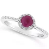 Budget 🌟 Sterling Silver 5mm Round Ruby Diamond Accent Halo Ring by Belk & Co. 🔔