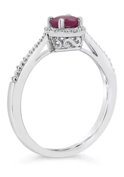 Budget 🌟 Sterling Silver 5mm Round Ruby Diamond Accent Halo Ring by Belk & Co. 🔔 -DealsBelk & Co. Store Belk 10257