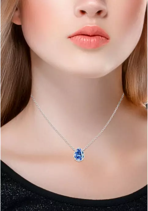 Best deal ๐ 1/3 ct. 5MM Pear Tanzanite and White Topaz Crown Necklace on 16 inch Chain with Extender, Sterling Silver by Belk & Co. โ 4 Best deal ๐ 1/3 ct. 5MM Pear Tanzanite and White Topaz Crown Necklace on 16 inch Chain with Extender, Sterling Silver by Belk & Co. โ - Image 4