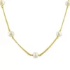 Discount ⌛ Freshwater Pearl Station Curb Necklace in Sterling Silver by Belk & Co. ✔️