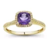 Discount ⭐ 7/8 ct. t.w. Amethyst and Created White Sapphire Ring in 10K Yellow Gold by Belk & Co. 🔥