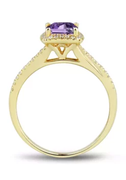 Discount ⭐ 7/8 ct. t.w. Amethyst and Created White Sapphire Ring in 10K Yellow Gold by Belk & Co. 🔥 -DealsBelk & Co. Store Belk 10287