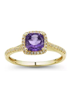 Discount ⭐ 7/8 ct. t.w. Amethyst and Created White Sapphire Ring in 10K Yellow Gold by Belk & Co. 🔥 -DealsBelk & Co. Store Belk 10288