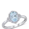 New ❤️ 1.0 ct. t.w. Aquamarine and 1/8 ct. t.w. Diamond Halo Ring in 10k White Gold by Belk & Co. ✨