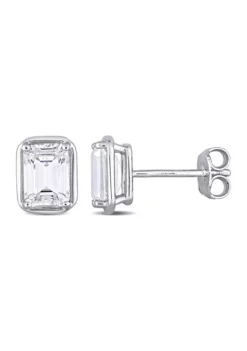 Discount 🧨 Lab Created 3.18 ct. t.g.w. Created White Sapphire Bezel Style Emerald Cut Stud Earrings in Sterling Silver by Belk & Co. 😉 -DealsBelk & Co. Store Belk 10319