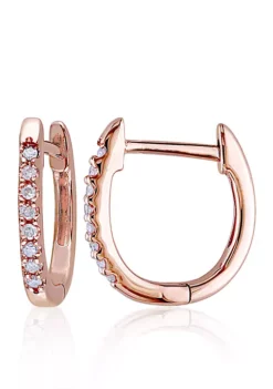 Outlet 🤩 Diamond Hoop Earrings in 10k Rose Gold by Belk & Co. 🛒