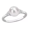Flash Sale 🌟 7.5-8mm Freshwater Cultured Pearl and 1/10 CT TGW White Cubic Zirconia Ring in Sterling Silver by Belk & Co. 🔔