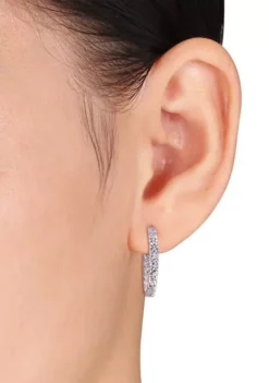 New 👍 2.4 ct. t.w Aquamarine Inside Outside Hoop Earrings in Sterling Silver by Belk & Co. ⌛ -DealsBelk & Co. Store Belk 10375