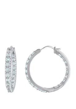 New 👍 2.4 ct. t.w Aquamarine Inside Outside Hoop Earrings in Sterling Silver by Belk & Co. ⌛ -DealsBelk & Co. Store Belk 10376