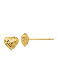 Best reviews of 🌟 14K Yellow Gold Diamond Cut Puffed Heart Post Earrings by Belk & Co. 🤩