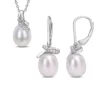 Flash Sale 🔔 7.5-8 and 8.5-9 MM Cultured Freshwater Pearl and Diamond Accent Leverback Earrings and Pendant with Chain 2-Piece Set in Sterling Silver by Belk & Co. 😉