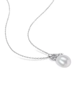 Flash Sale 🔔 7.5-8 and 8.5-9 MM Cultured Freshwater Pearl and Diamond Accent Leverback Earrings and Pendant with Chain 2-Piece Set in Sterling Silver by Belk & Co. 😉 -DealsBelk & Co. Store Belk 10424