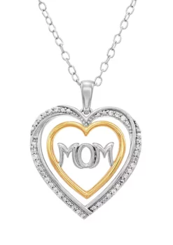 Best Pirce 😍 1/10 ct. t.w. Diamond Mom Pendant Necklace with 18" Cable Chain in Sterling Silver by Belk & Co. 😀