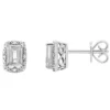 Coupon 🔔 Sterling Silver 6x4mm Emerald Cut White Topaz Diamond Accent Halo Stud Earrings by Belk & Co. 🥰
