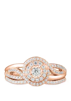 Cheap 🤩 My Forever 1/2 ct. t.w. Diamond Bridal Ring Set in 10k Rose Gold by Belk & Co. 🎉