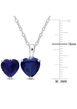 Hot Sale 🧨 Lab Created 2-Piece Set of 6.75 ct. t.g.w. Created Blue Sapphire Solitaire Earrings and Pendant with Chain in Sterling Silver by Belk & Co. 😉 -DealsBelk & Co. Store Belk 10450