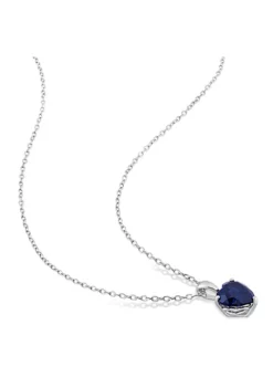 Hot Sale 🧨 Lab Created 2-Piece Set of 6.75 ct. t.g.w. Created Blue Sapphire Solitaire Earrings and Pendant with Chain in Sterling Silver by Belk & Co. 😉 -DealsBelk & Co. Store Belk 10451