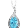 Hot Sale 😀 1.47 ct. t.w. Blue Topaz and 1/10 ct. t.w. Diamond Pendant Necklace in 10K White Gold by Belk & Co. 🤩