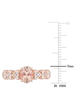Buy 😉 Morganite & White Topaz Ring in Rose Gold Plated Sterling Silver by Belk & Co. ⌛ -DealsBelk & Co. Store Belk 10475