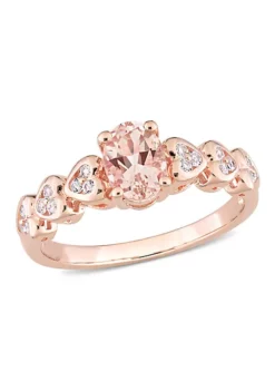 Buy 😉 Morganite & White Topaz Ring in Rose Gold Plated Sterling Silver by Belk & Co. ⌛ -DealsBelk & Co. Store Belk 10477