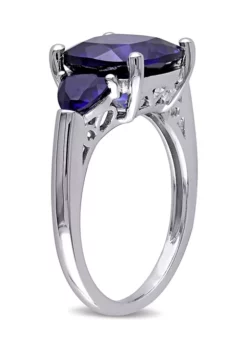 Best reviews of 🎁 Lab Created 7 1/10 CT TGW Cushion Cut Created Blue Sapphire 3-Stone Ring in Sterling Silver by Belk & Co. 😉 -DealsBelk & Co. Store Belk 10480
