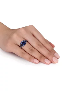 Best reviews of 🎁 Lab Created 7 1/10 CT TGW Cushion Cut Created Blue Sapphire 3-Stone Ring in Sterling Silver by Belk & Co. 😉 -DealsBelk & Co. Store Belk 10481