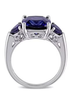 Best reviews of 🎁 Lab Created 7 1/10 CT TGW Cushion Cut Created Blue Sapphire 3-Stone Ring in Sterling Silver by Belk & Co. 😉 -DealsBelk & Co. Store Belk 10482